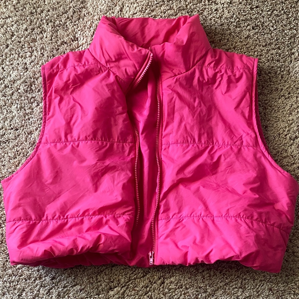 SHEIN Bright Pink Sleeveless Puffer Vest